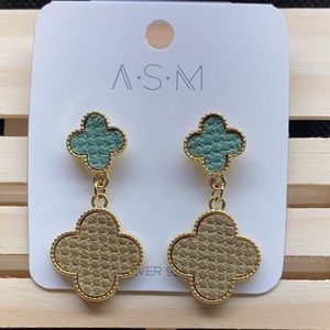 ASM Gold Teal & Brown Statement Earrings